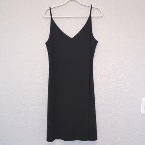 Boston Proper black v neck low back sleeveless mini slip dress
